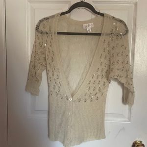XS Loft button down short sleeved sweater